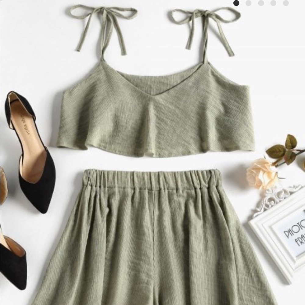 Zaful Olive Green Tie Set